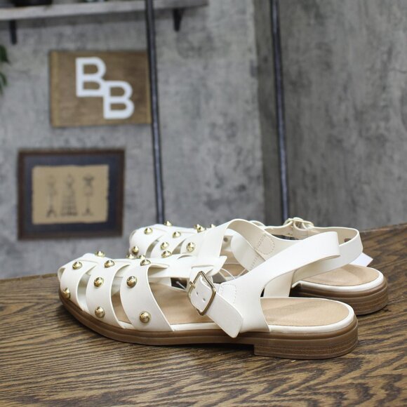 NWT Universal Thread Winnie Wide Width Studded Fisherman Sandals Off White 11W - Picture 6 of 10